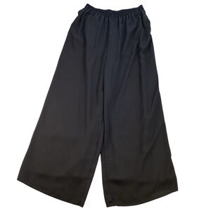 Vtg Joan Walters Palazzo Black Nylon Lined Super Wide Leg High Rise Pants Medium